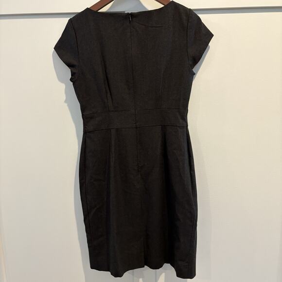L.K. Bennet Dress Women Size 8 UK 12 Gray Sheath Wool Blend Cap Sleeve Elegant - Picture 7 of 12